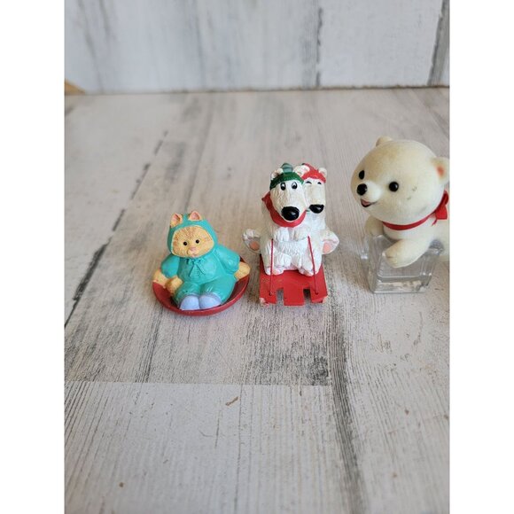 Hallmark merry Miniatures polar bear set cat turkey unique decor - Picture 3 of 8